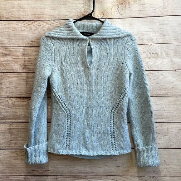 EXPRESS CROPPED WOOL SWEATER IN BABY BLUE - Picture 1 of 5